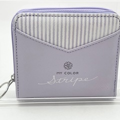 【未使用】二つ折り財布 ラベンダー ストライプ かわいい💕