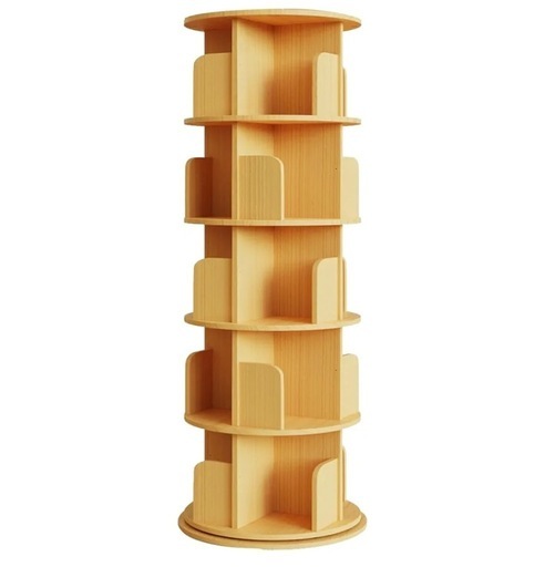 【取引確定】本棚 (回転式) 回転式本棚 飾り棚 絵本棚 回転 コミック収納棚 DVDラック 木製 大容量 回転ラック 組立簡単 省スペース 絵本棚 天板に物が置ける A4が入る高さ (丸型, 5段)
