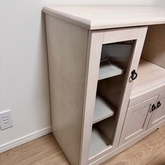 アンティーク調 食器棚 レンジ台 ホワイト の画像