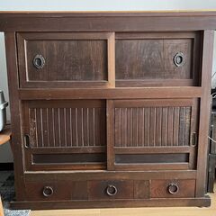 　食器棚 　骨董品　W90×D42×H85cm キャビネット  ...