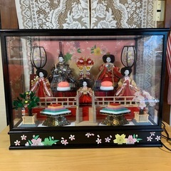 雛飾り　ガラスケース　雛人形　お内裏様　美品　オルゴール付き　1368
