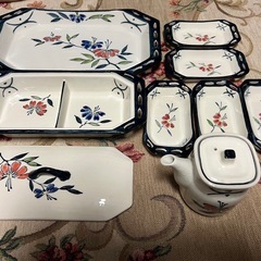 翠泉 やすらぎの器 すかし花絵漬物揃 8点セット