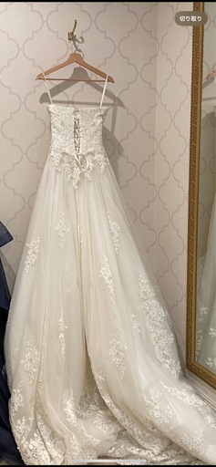 ウェディングドレス Aライン 総レース トレーン 編み上げ 前撮り 結婚式