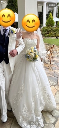 ウェディングドレス Aライン 総レース トレーン 編み上げ 前撮り 結婚式