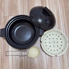 長谷園　ビストロ蒸し鍋　黒　伊賀焼　鍋敷き　トング ホットソース...