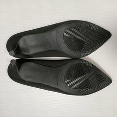 未使用　24.5cm　5cmヒール　ブラック　布　パンプスの画像