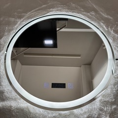 【新品未使用】LEDライト付きミラー 直径 50cm三段 階調光...