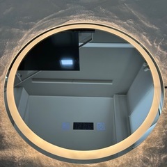 【新品未使用】LEDライト付きミラー 直径 50cm三段 階調光＋曇り止め機能付き壁掛けの画像