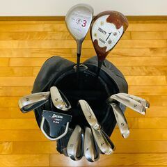 ゴルフセット DUNLOP ダンロップ 8型 6分割 SANKEI TRINITY ドライバー 1番 Pinseeker ウッド 3番 15° MIZUNO ミズノ intage シャフト N.S.PRO 950GH アイアン 4番 5番 6番 7番 8番 9番 ウェッジ P F S  SRIXON スリクソン MOMENT OF INERTIA P-513の画像