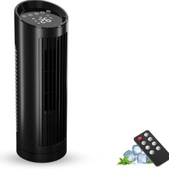 扇風機 羽根なし90°首振りミニタワーファン コンパクトリモコン...