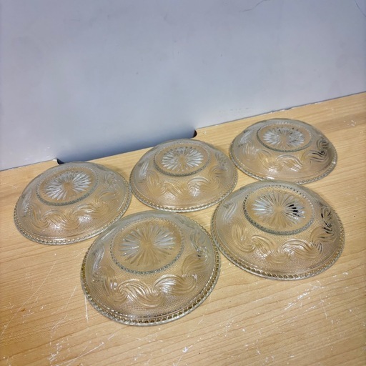 大正から昭和初期に作られたプレスガラス 5枚組 良品 和ガラス