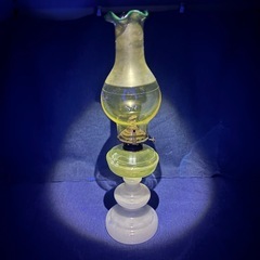 大正時代　昭和レトロ　ウランガラス　オイルランプ　和ガラス　骨董品