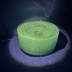 大正ガラス　昭和レトロ　和ガラス　プレスガラス　ウランガラス　レ...