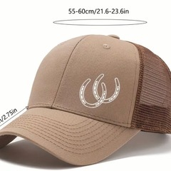 メンズ用新作夏季通気性ベースボールキャップ、馬蹄柄アウトドアスポーツメッシュバイザーハット キャップ 男女兼用の画像