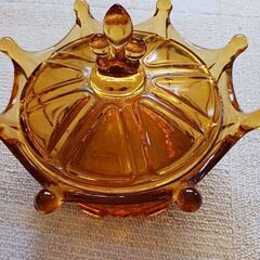 レトロ佐々木ガラス王冠キャンディポット