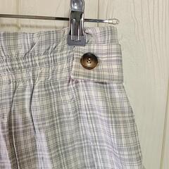 【5,940円.OUTLET. Mサイズ】レイカズンタブ付きチェックパンツ （ライトグレー） # チェック柄#韓国の画像