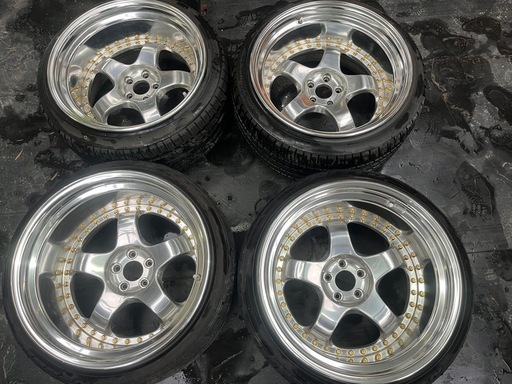 【超深リム】WORK マイスターS1 18インチ 10.5J-14 & 12J-33 ゴールドピアス 美品 4本セット