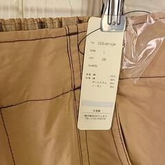 【10,998円.OUTLET.Lサイズ】MAYAMAYAターンバックdes チェックなワイドパンツ ミルクティカラ-#ステッチの画像