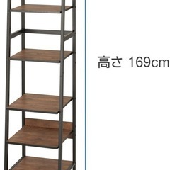ドウシシャ ビスカーナ スリムラック 幅40cm 6段 棚 木製 黒 スチールフレーム おしゃれ 木目調 ウッドラック L字棚 幅40×奥行40×高さ170cm アジャスター付き オープンラック 水に強いPVC素材 キッチン収納 BC4017-6の画像