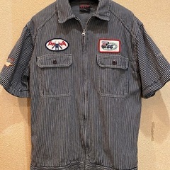 美品VANSヒッコリーストライプワークデニムジャケットトラッカーカバーオールシャツ半袖長袖ドリズラースウィングトップワッペンの画像