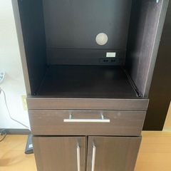 ブラウン　キッチン収納　棚　レンジラック