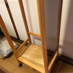 木製 ハンガーラック 鏡 引き出し キャスター 付き 長期保管品の画像