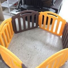 ベビーサークル パネル6枚 ベビールーム プレイヤード 組立て オレンジ色×ブラウン ☆ 札幌市 北区 屯田 の画像