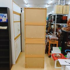 下駄箱 おしゃれなルーバー扉収納棚 (上下分離可能)  キズが全体的にあります。ナチュラル【こちらは店舗です。浜村鹿野温泉ICから3分 買取本舗 宮本リサイクル 営業時間9～19時 定休日水曜のみ←連絡できませんm(_ _)m】の画像