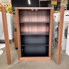 【美品‼️】定価9,990円♪ ワイエムワールド 60cm幅カップボード 食器棚 キッチン収納家具 木目調ミドルブラウン♪ コンパクト スリムサイズの画像