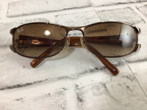 W007 廃盤/保管品 Ray-Ban/レイバン サングラス ブラウン グラデーション RB3396 014/13 60口17 ストライプフレーム ケース/クロスクロス付き 現状品
