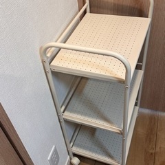 ホワイト 3段 スチールキッチンワゴの画像