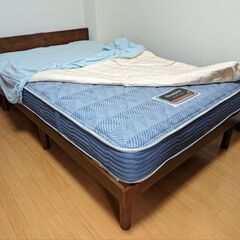 🛏【16万円→2万円】SIMMONSセミダブルマットレス＋木製ベ...