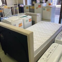 【リサイクルショップ　ピカソ　小松原】🛏️ ファブリック スチールフレーム すのこ床 シングルベッド マットレスセット 🛏️ ★5310★の画像