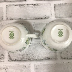 W022 MINTON/ミントン SPRING VALLEY/スプリングバレー ティーカップ 2客セット 春の谷間 花柄 パステルカラー カップのみ 現状品の画像