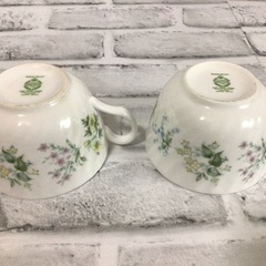 W022 MINTON/ミントン SPRING VALLEY/スプリングバレー ティーカップ 2客セット 春の谷間 花柄 パステルカラー カップのみ 現状品の画像