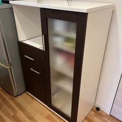 キッチン収納 食器棚 ホワイト ダークブラウン