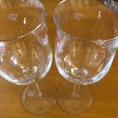 花柄　ワイングラス　2脚セット