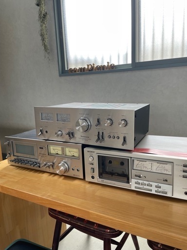 一台増えました。4台セット値段は据え置きです！オーディオアンプ、カセットデッキ、ラジオデッキ　Technics SU-7300II、Technics RS-617U、SONY TC-K55、ST-7300Ⅱジャンク