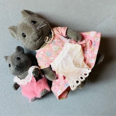 シルバニアファミリー初期☆ネズミ母&赤ちゃん&緑家具セット☆ジャンクの画像