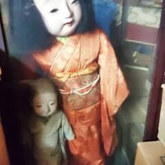市松人形（姉弟）ガラスケース入り　大正時代（推定）