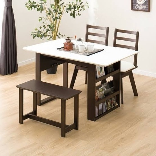 伸長式ダイニングテーブル4点セット (DTロピア2/DCロピア2/ベンチロピア2) ニトリ