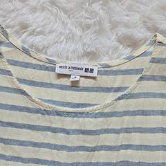 UNIQLO　　ボーダーワンピース　　麻　　ノースリーブの画像