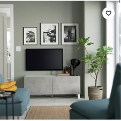 IKEA テレビ台／BESTÅセット 脚・ガラス天板付き 