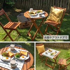 天然木アカシア
材のガーデンテーブル＆チェア2脚セットの画像