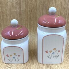 【B47】密閉保存容器/陶器製/2個セット/花柄/ピンク/キッチ...