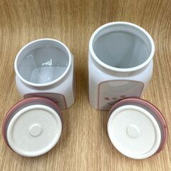 【B47】密閉保存容器/陶器製/2個セット/花柄/ピンク/キッチン用品/未使用/保管品の画像