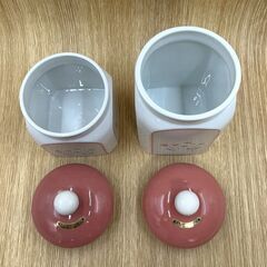 【B47】密閉保存容器/陶器製/2個セット/花柄/ピンク/キッチン用品/未使用/保管品の画像