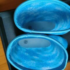 23cm 雨靴 長靴 水色 結晶柄 の画像