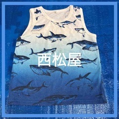 【西松屋】サメ＆クジラ柄グラデーションタンクトップ【120】