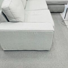 カウチソファ　3人掛けグレー　クッション付きの画像